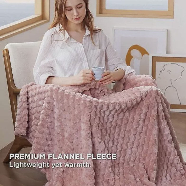 Textured Bubble Flannel Fleece Blanket
