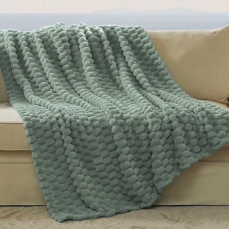 Textured Bubble Flannel Fleece Blanket