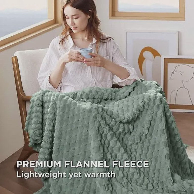 Textured Bubble Flannel Fleece Blanket