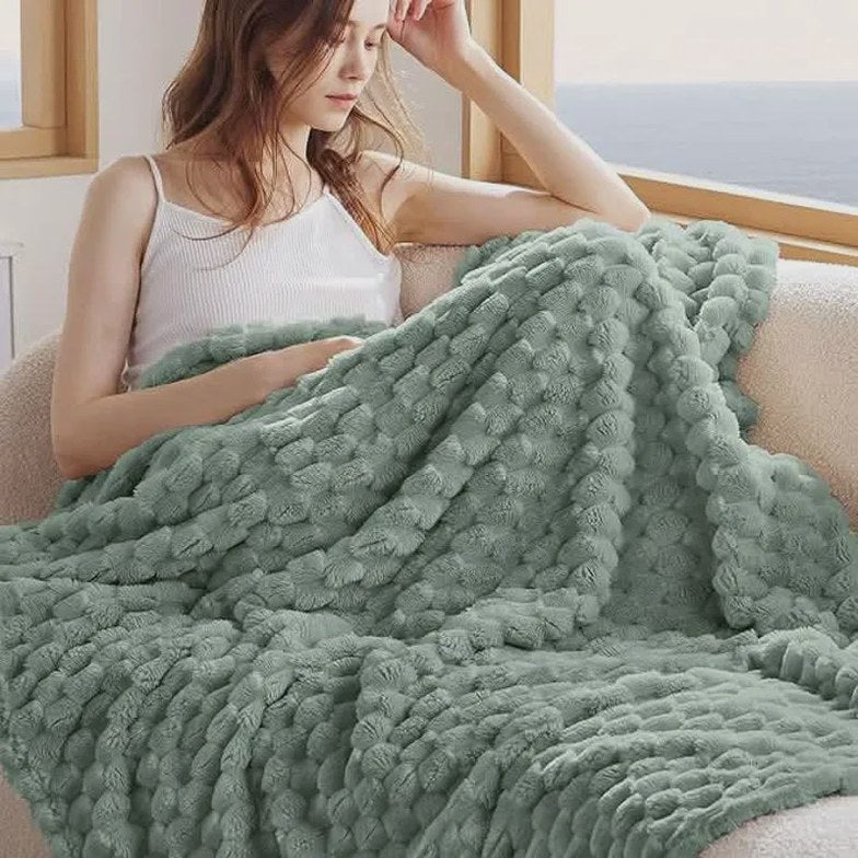 Textured Bubble Flannel Fleece Blanket