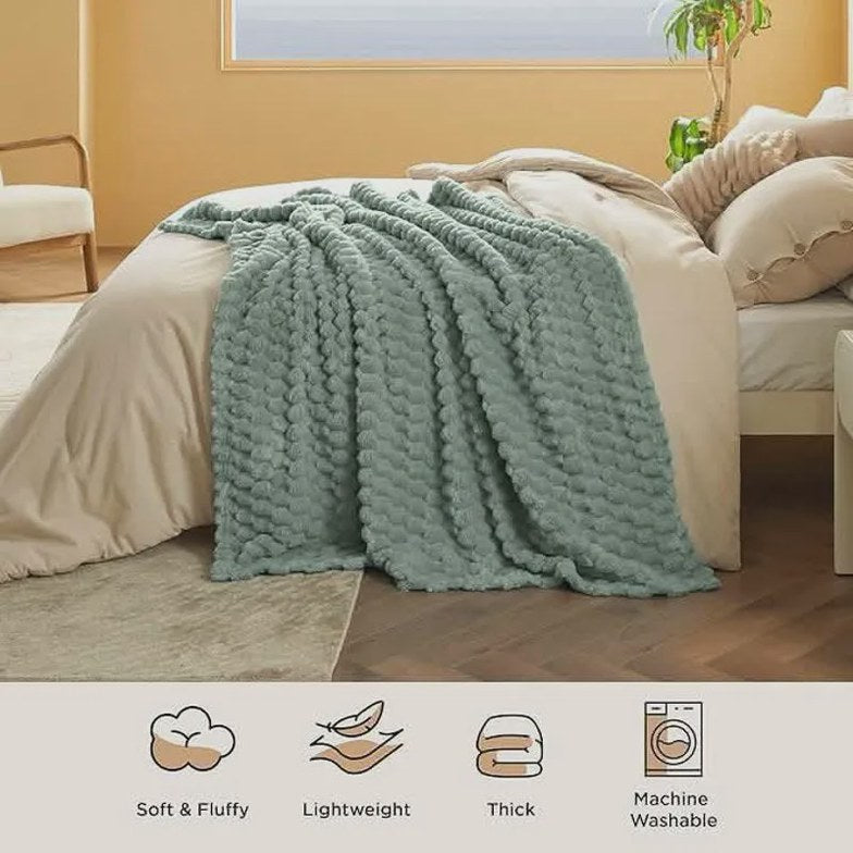 Textured Bubble Flannel Fleece Blanket