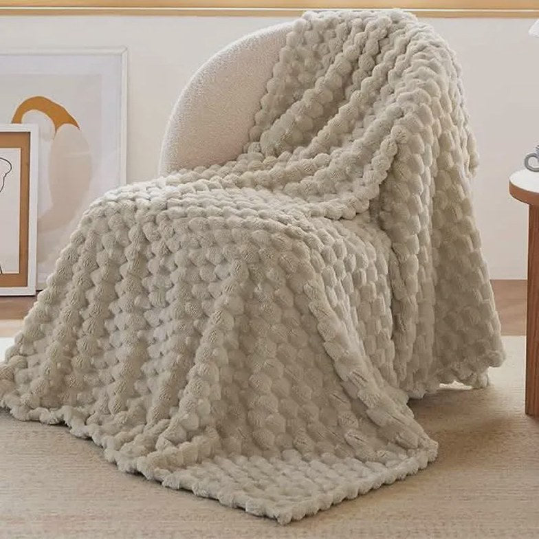 Textured Bubble Flannel Fleece Blanket