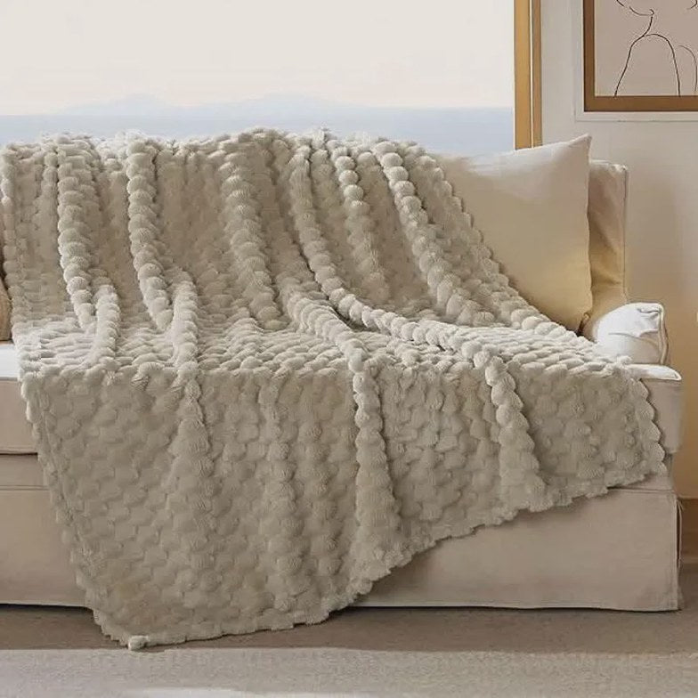 Textured Bubble Flannel Fleece Blanket