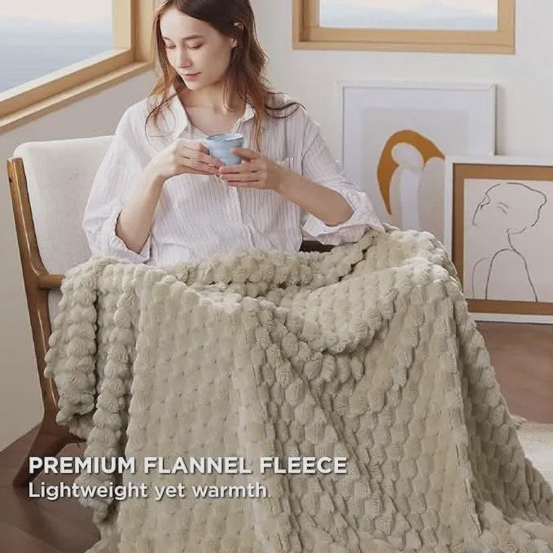Textured Bubble Flannel Fleece Blanket