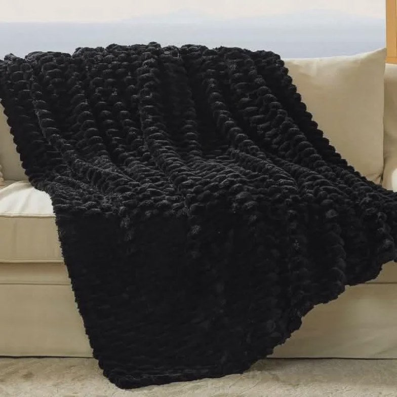 Textured Bubble Flannel Fleece Blanket