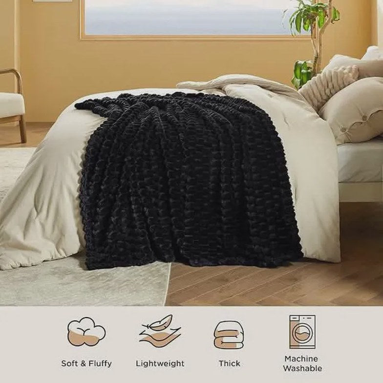 Textured Bubble Flannel Fleece Blanket