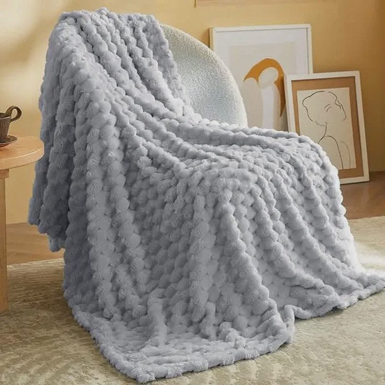 Textured Bubble Flannel Fleece Blanket