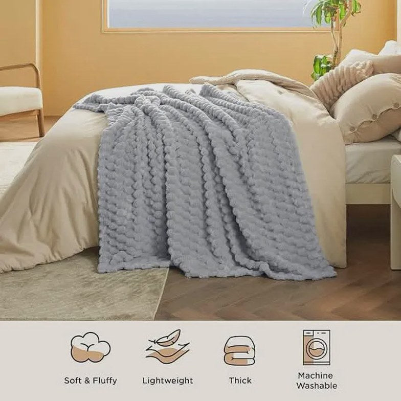 Textured Bubble Flannel Fleece Blanket