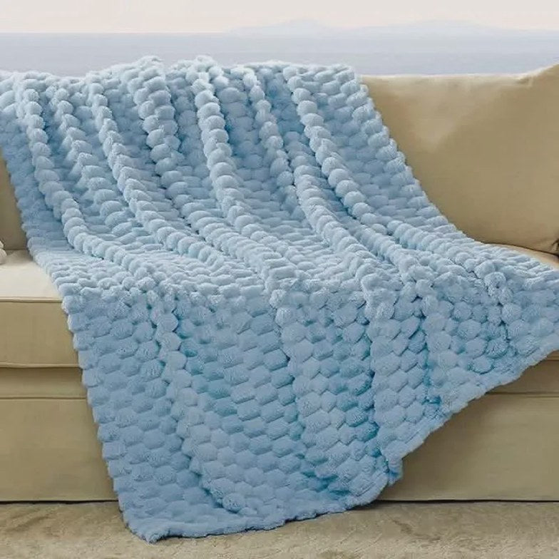 Textured Bubble Flannel Fleece Blanket