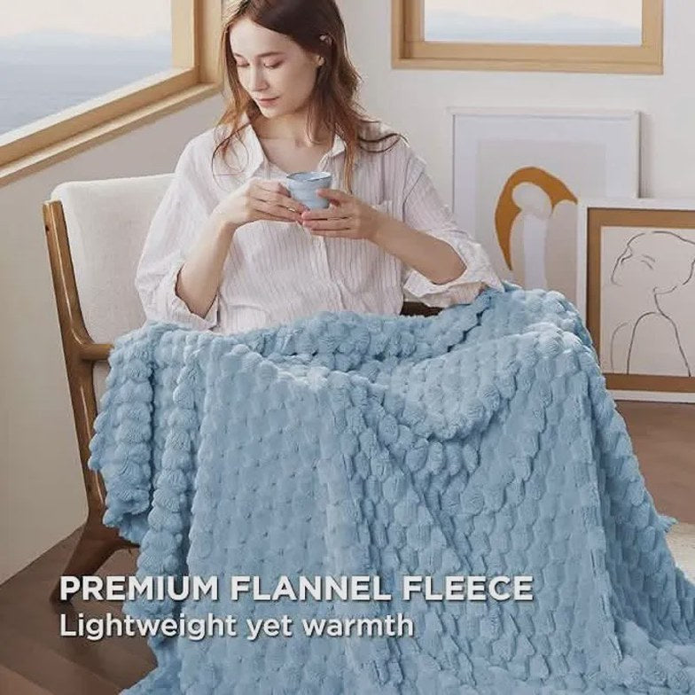 Textured Bubble Flannel Fleece Blanket