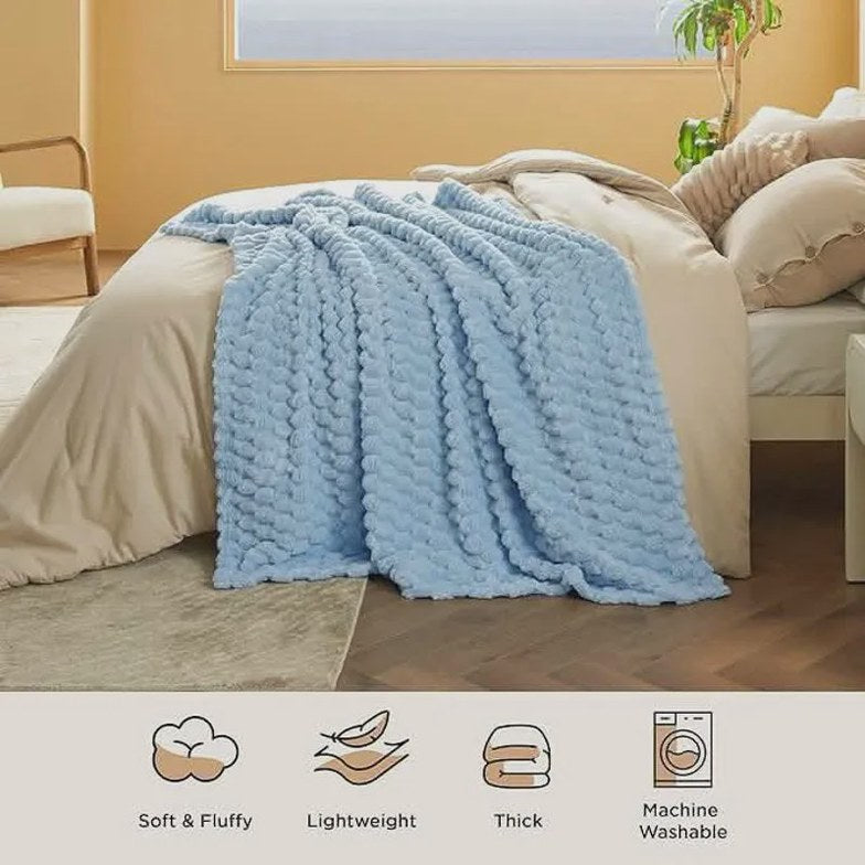 Textured Bubble Flannel Fleece Blanket