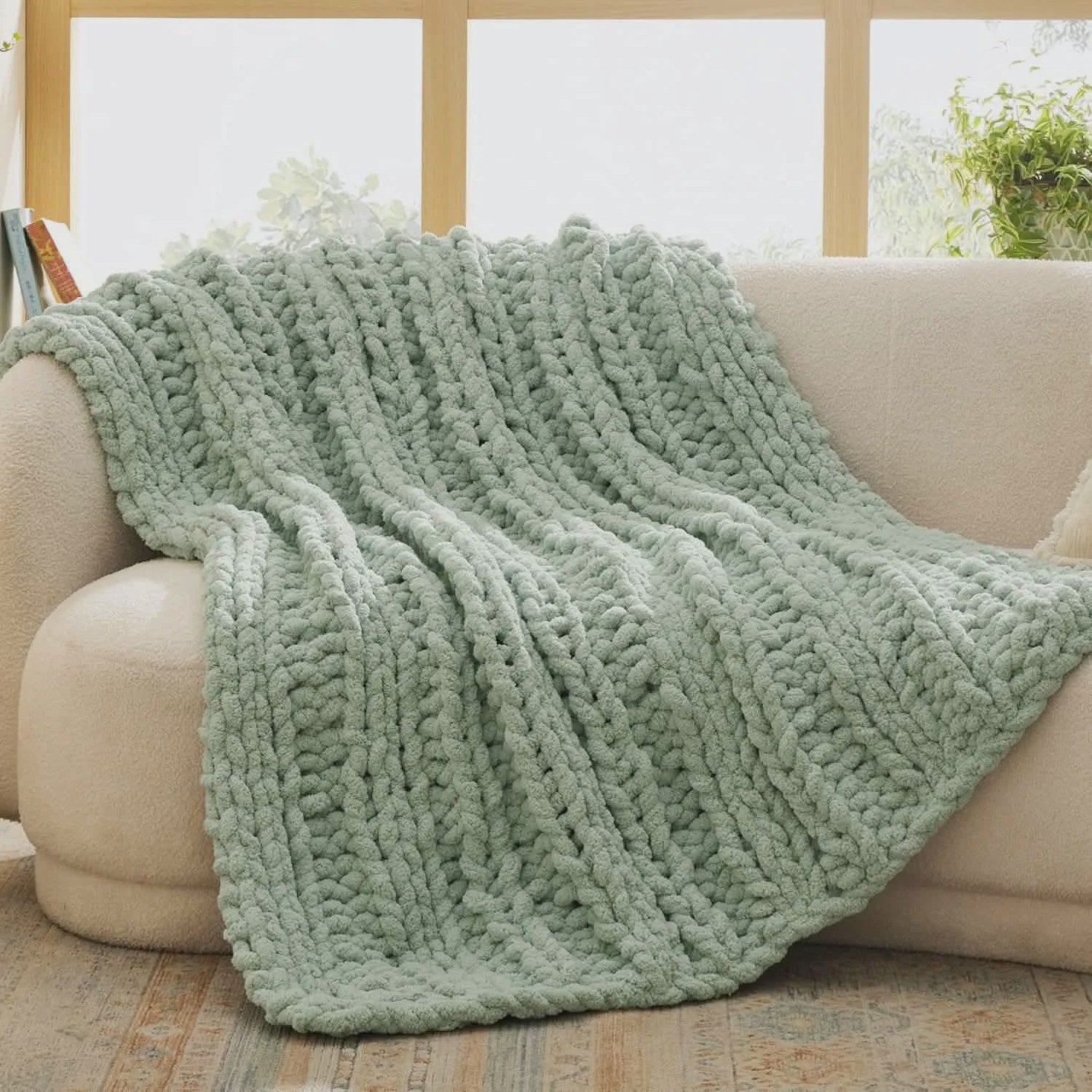 Chunky Chenille Knit Blanket