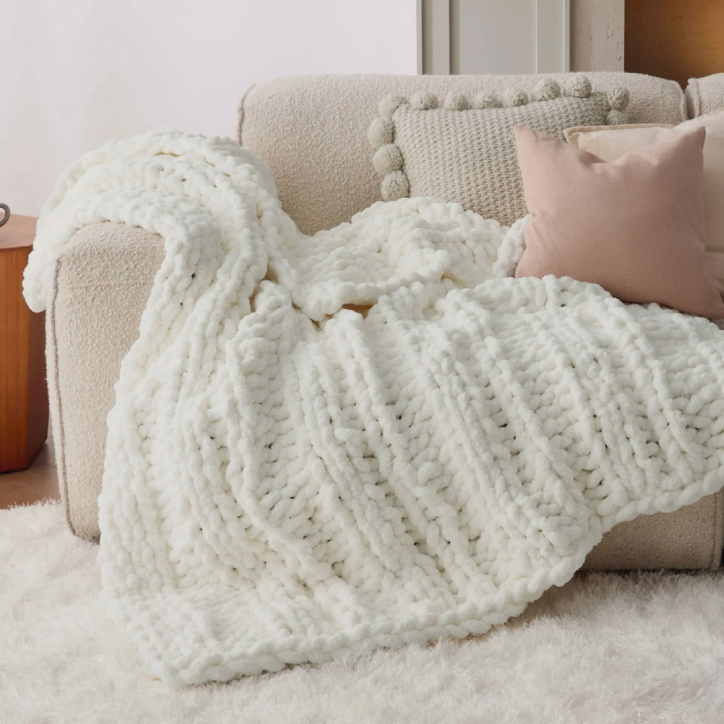 Chunky Chenille Knit Blanket