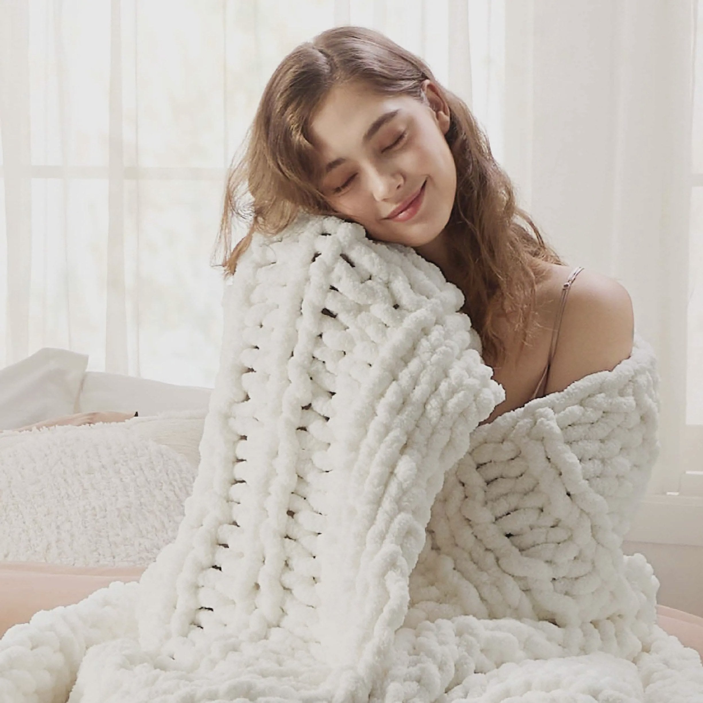 Chunky Chenille Knit Blanket