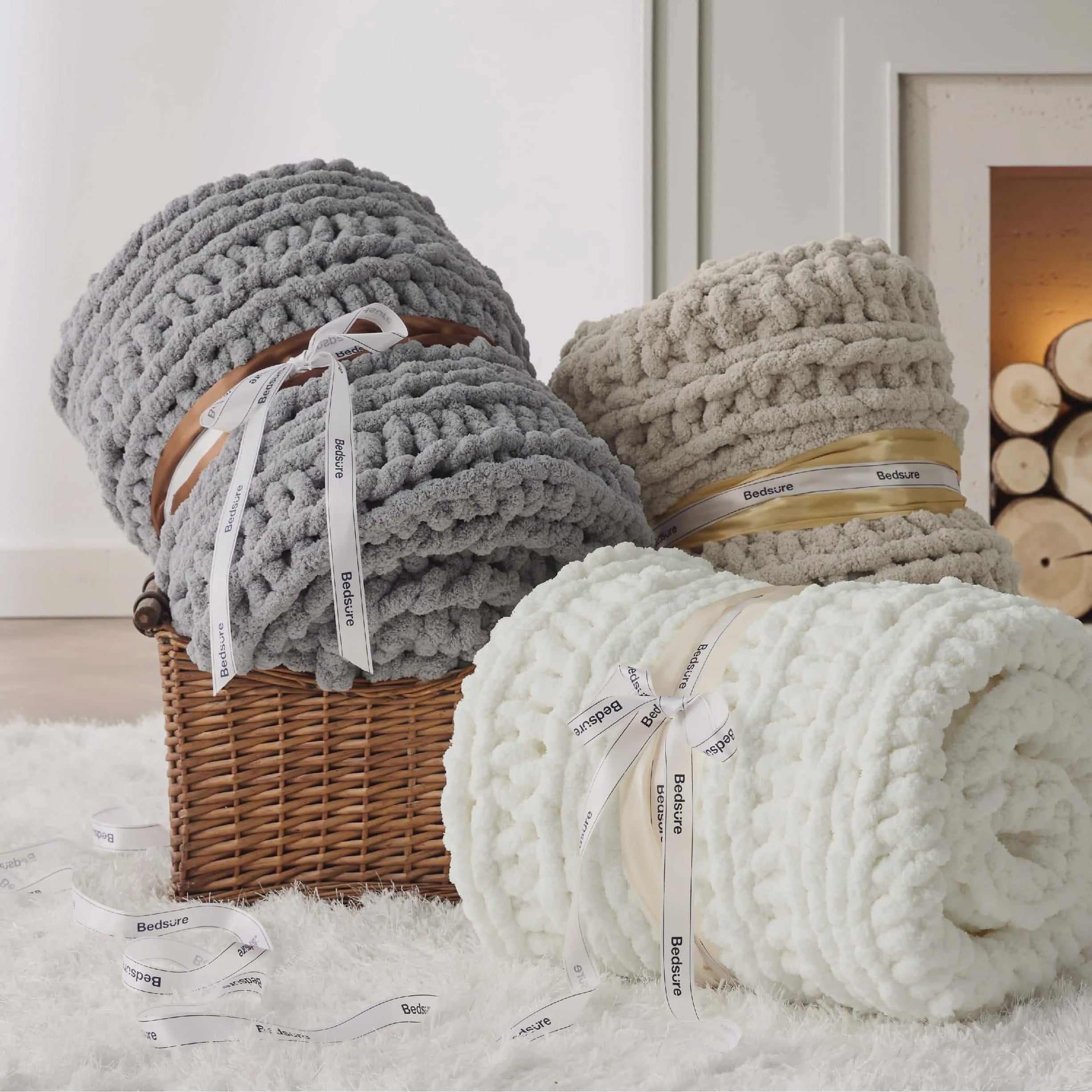 Chunky Chenille Knit Blanket