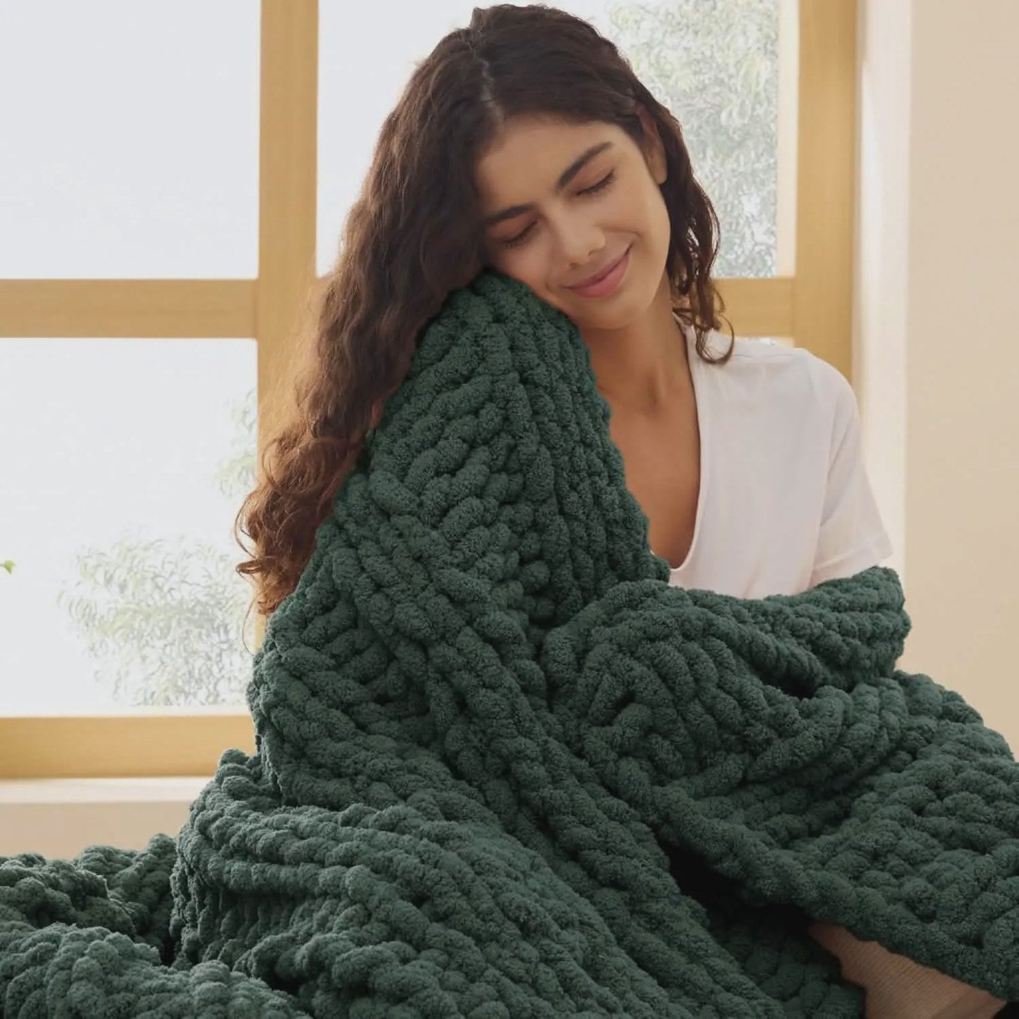 Chunky Chenille Knit Blanket