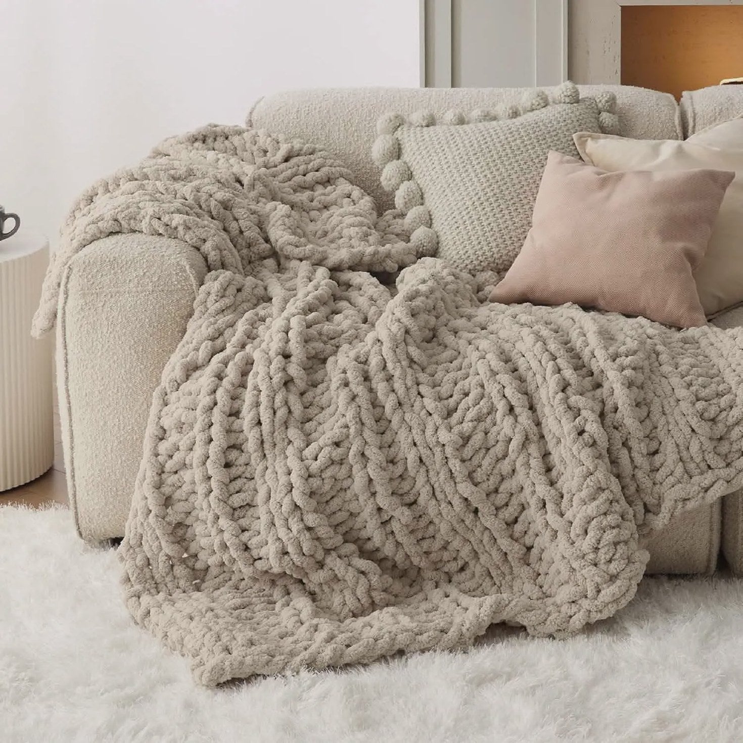 Chunky Chenille Knit Blanket