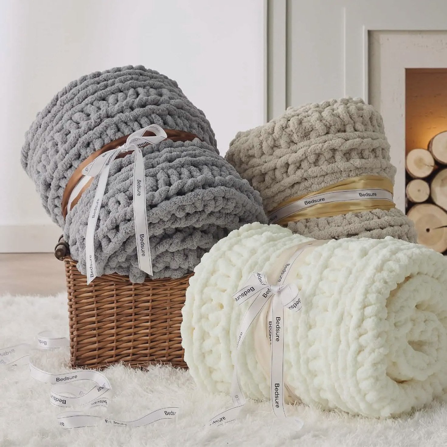 Chunky Chenille Knit Blanket
