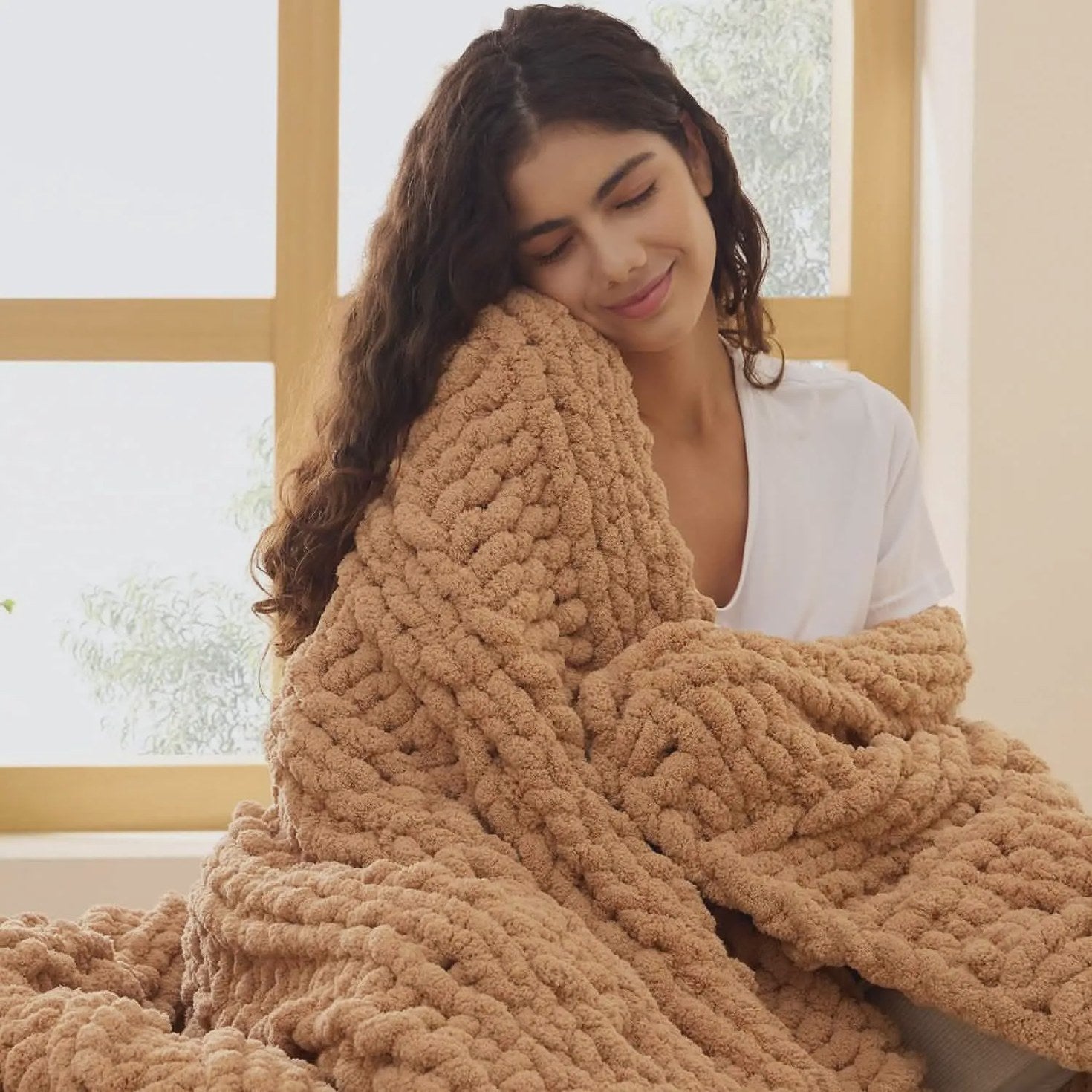 Chunky Chenille Knit Blanket