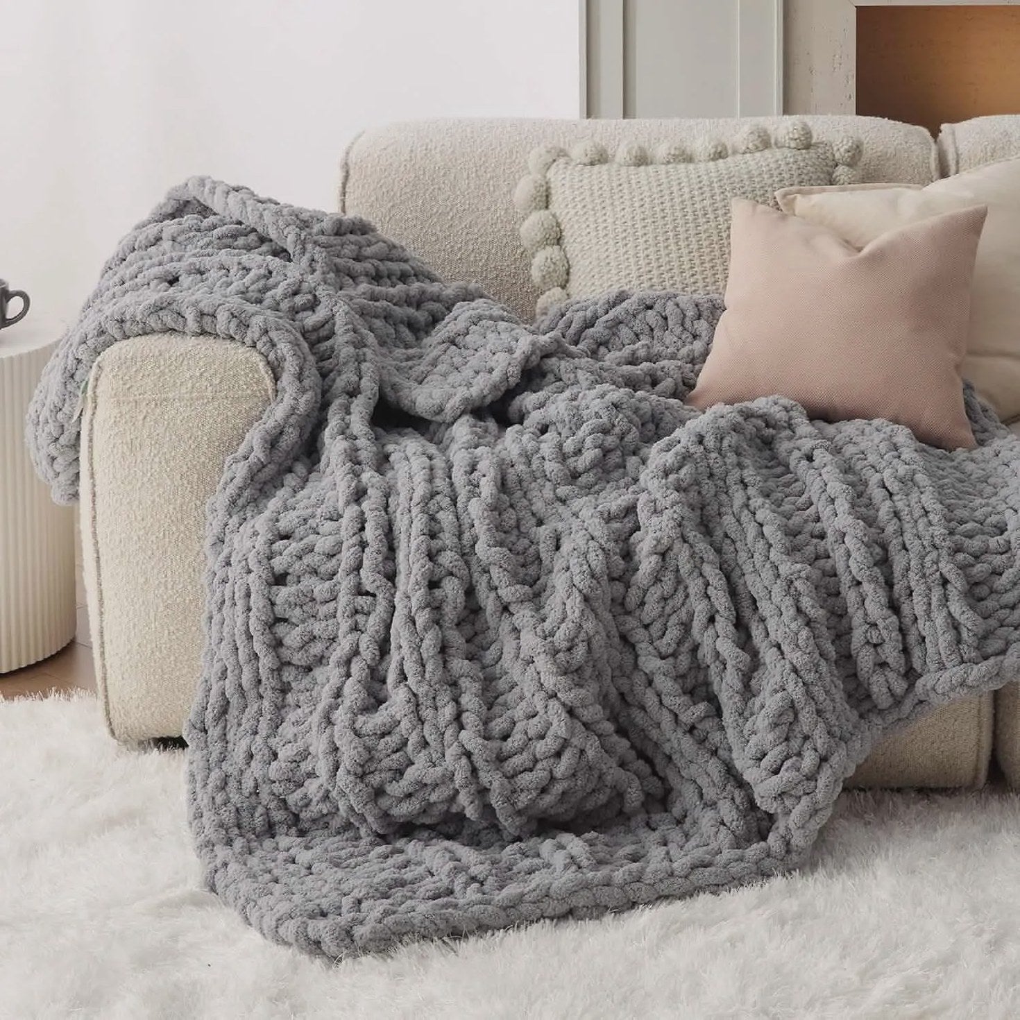 Chunky Chenille Knit Blanket