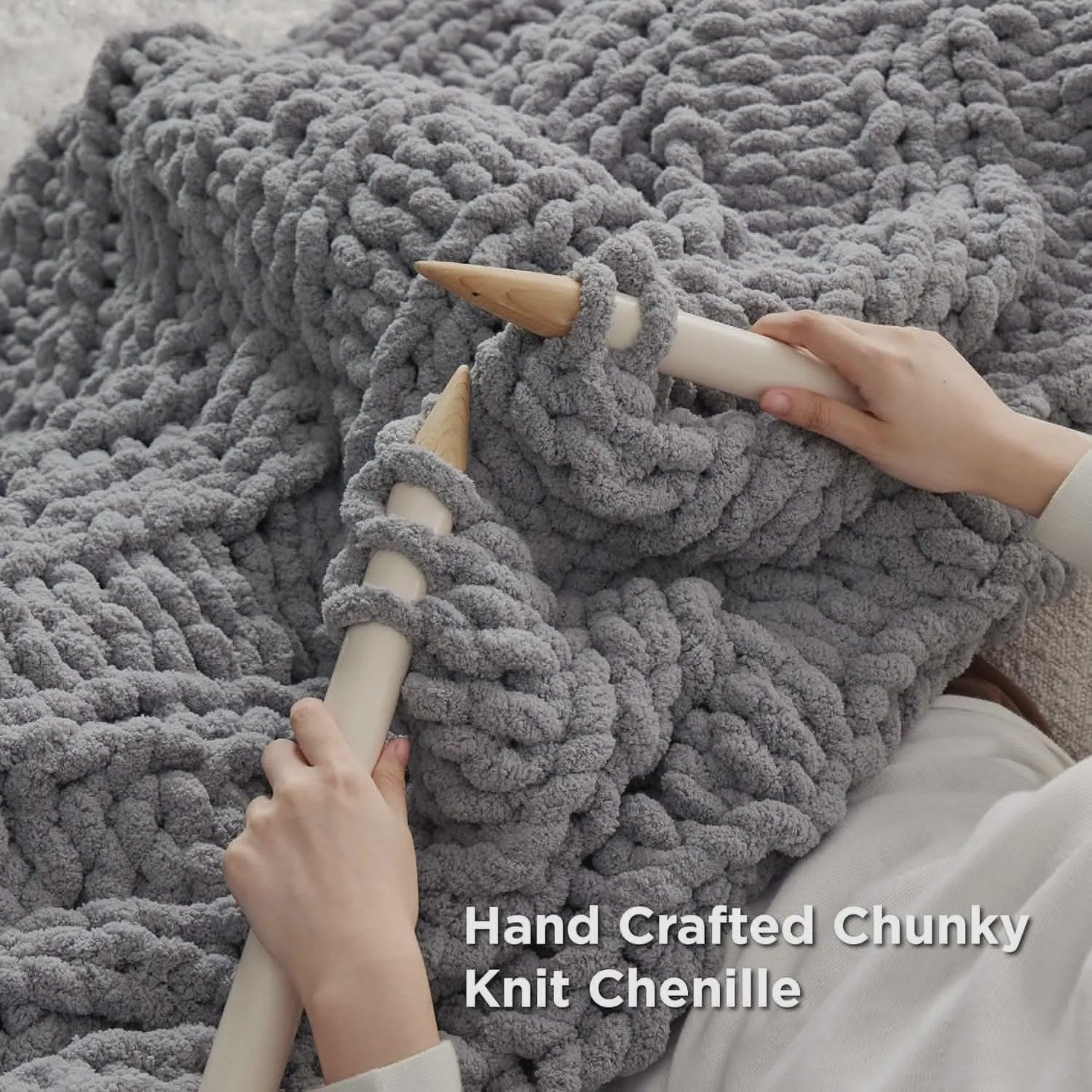 Chunky Chenille Knit Blanket