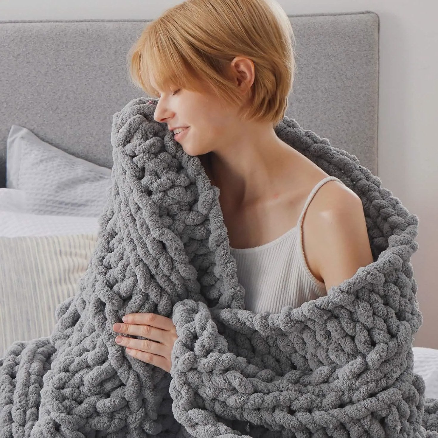 Chunky Chenille Knit Blanket