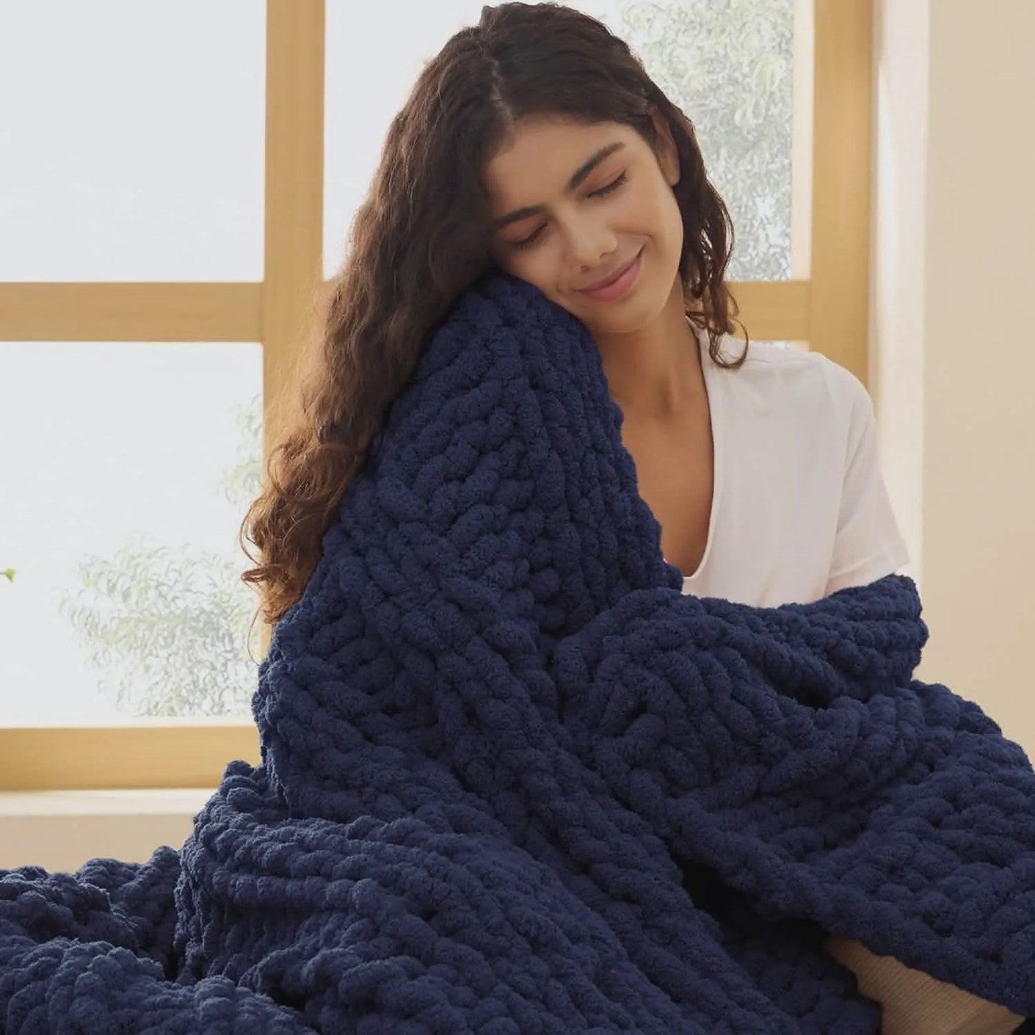 Chunky Chenille Knit Blanket