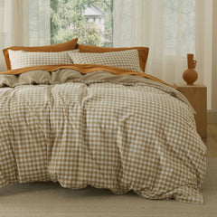 Washed Cotton Gingham Duvet Cover Set