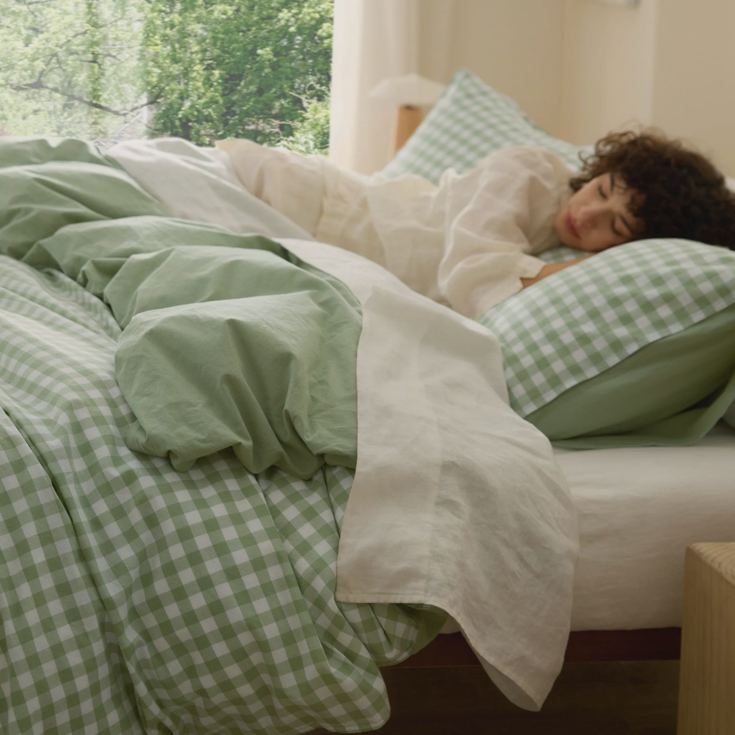 Washed Cotton Gingham Duvet Cover Set