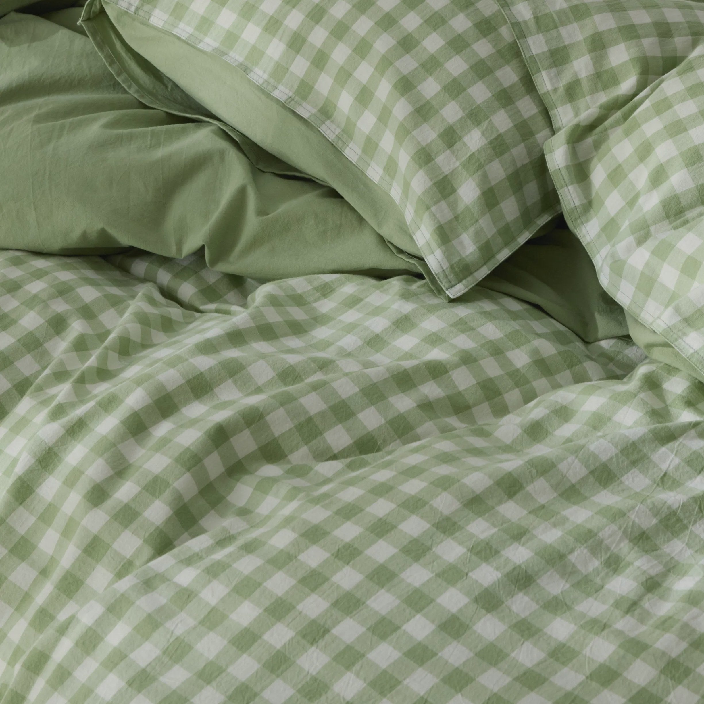Washed Cotton Gingham Duvet Cover Set