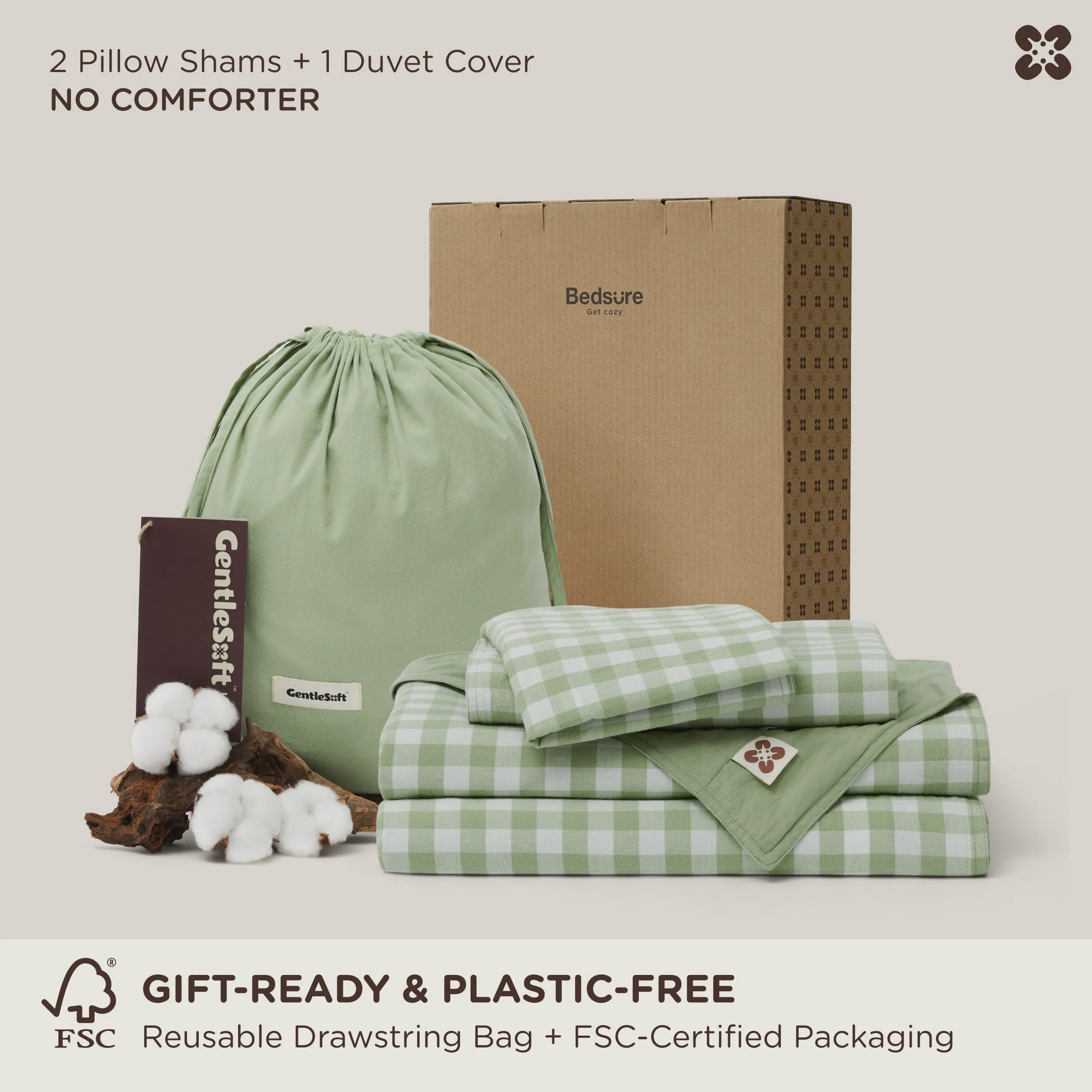 Washed Cotton Gingham Duvet Cover Set