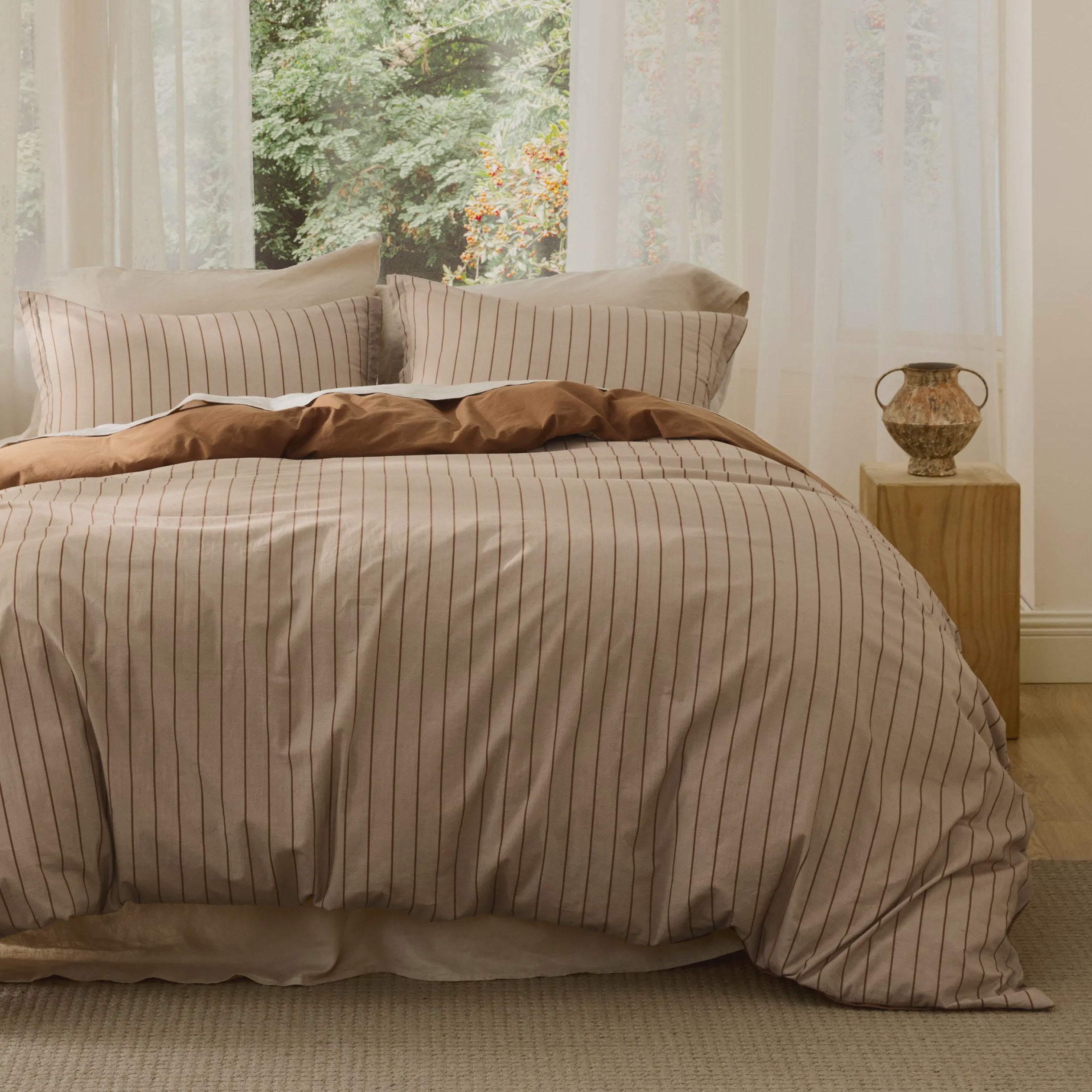 Striped Washed Cotton Duvet Cover Set
