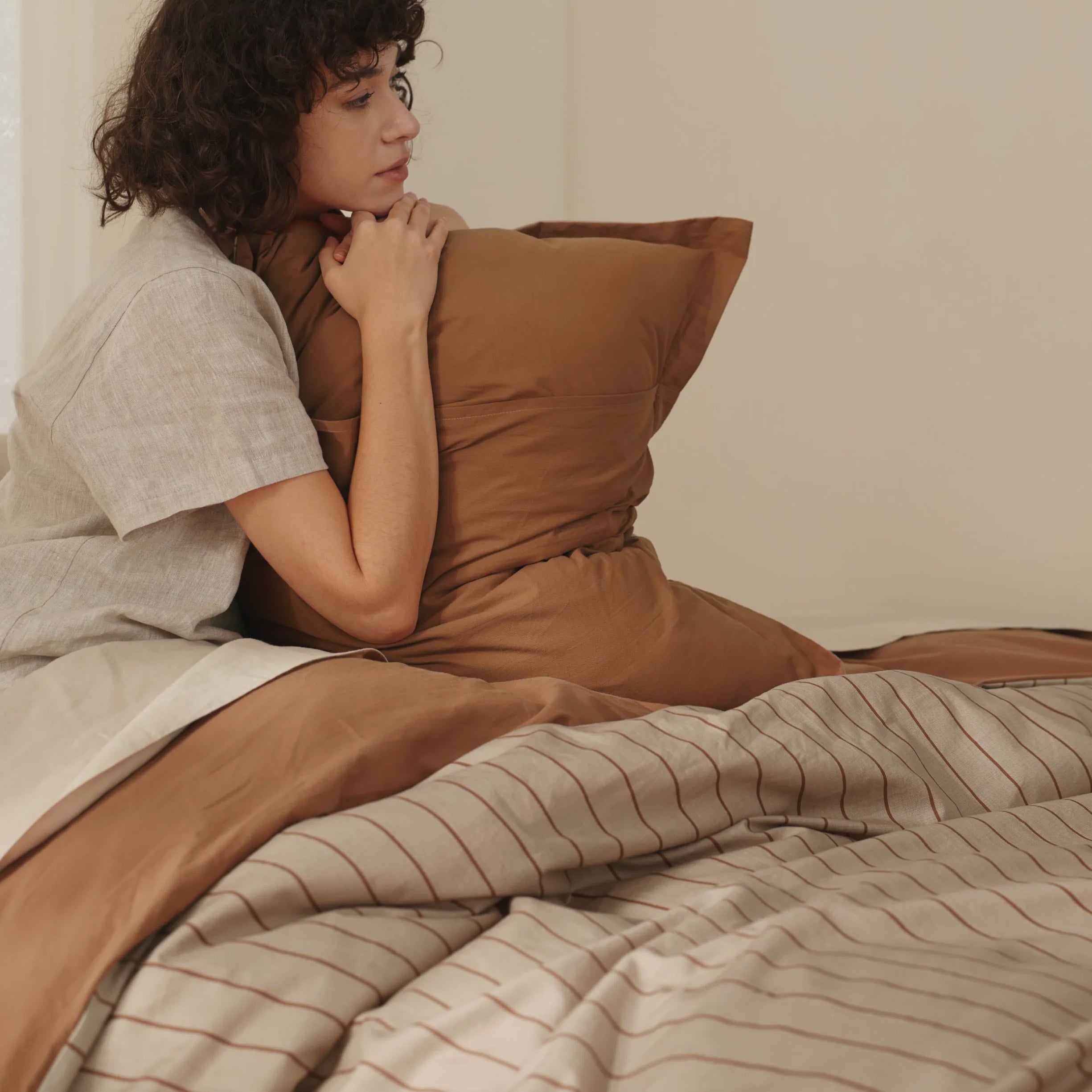 Striped Washed Cotton Duvet Cover Set