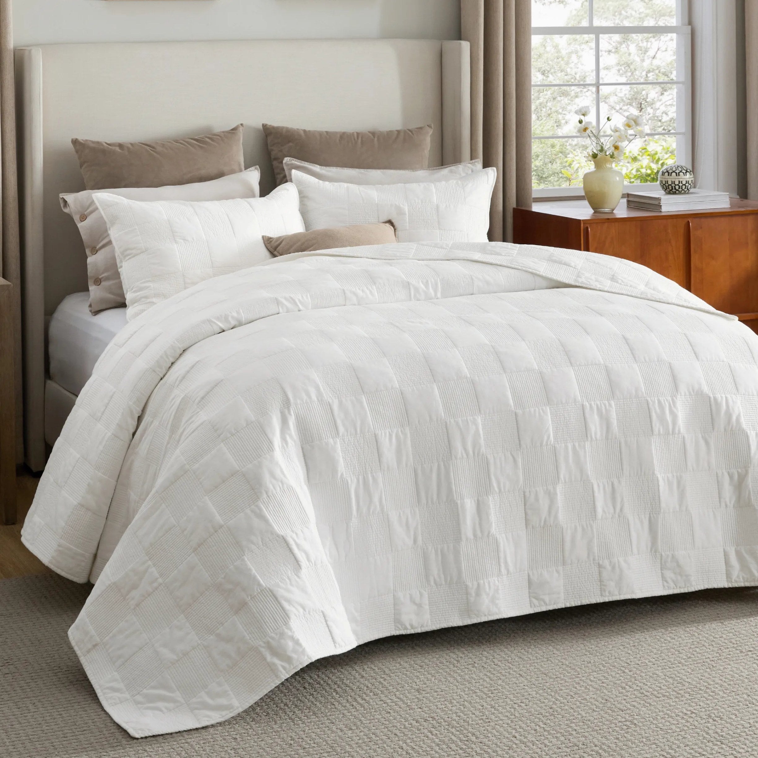 Cotton Checkered Quilt Set