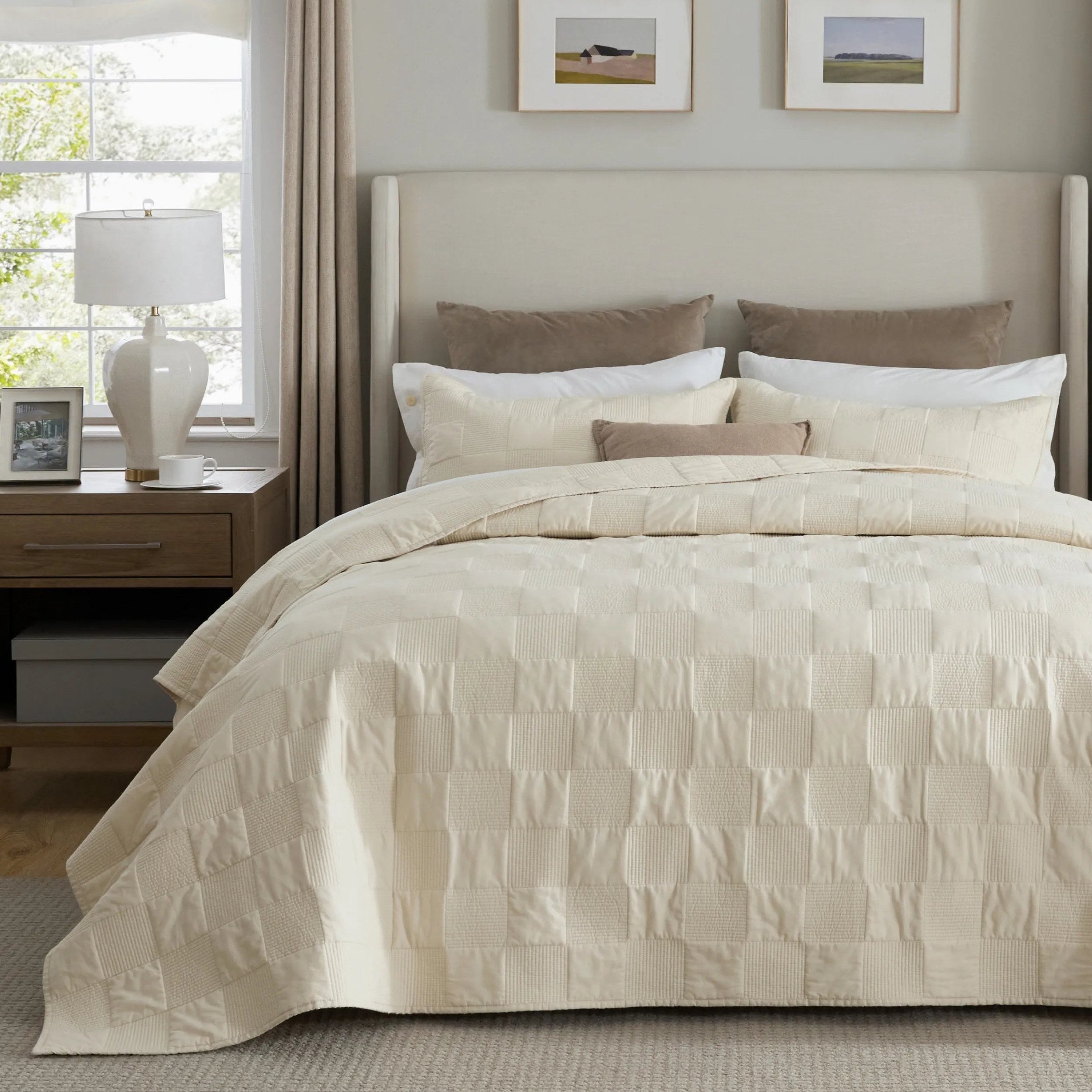 Cotton Checkered Quilt Set