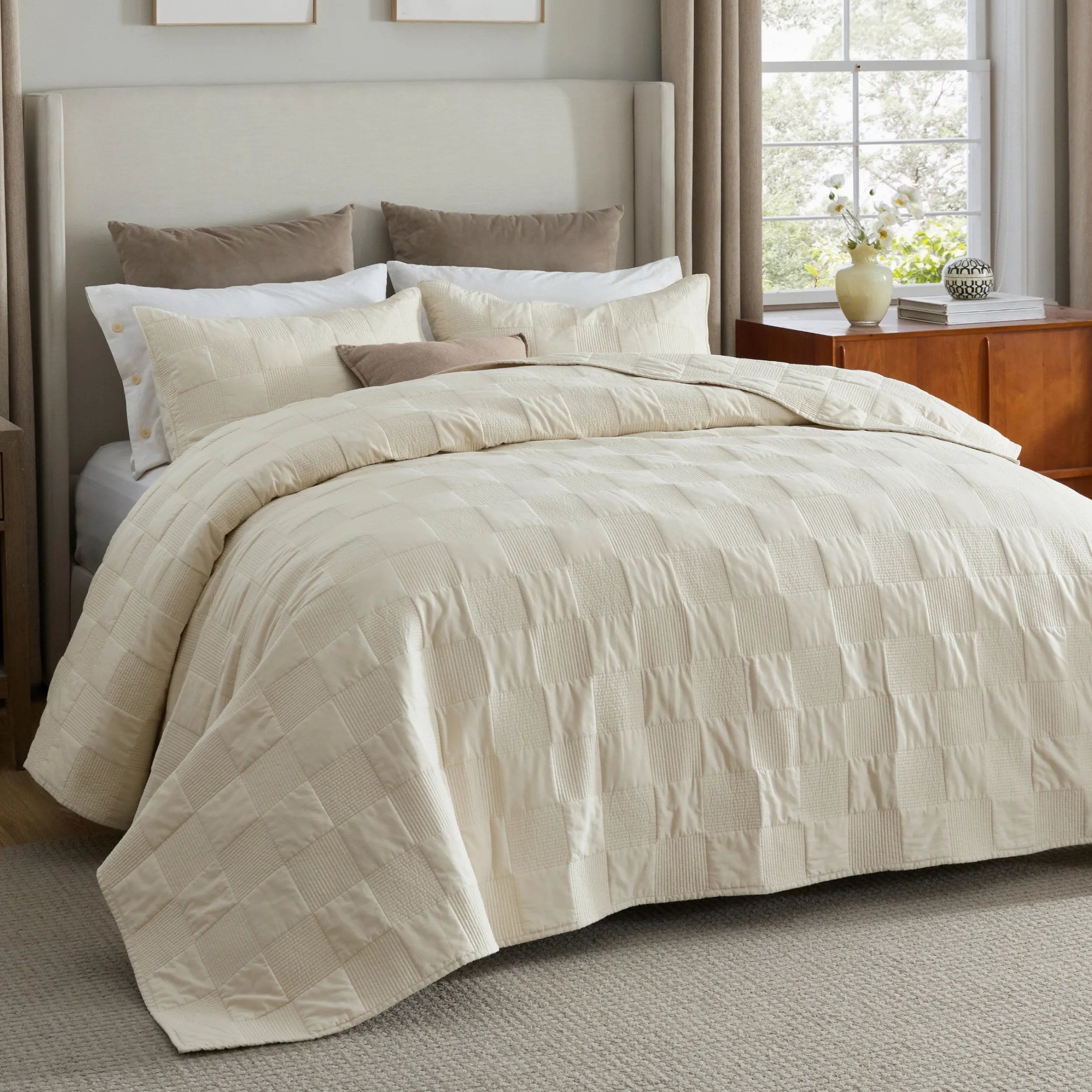 Cotton Checkered Quilt Set