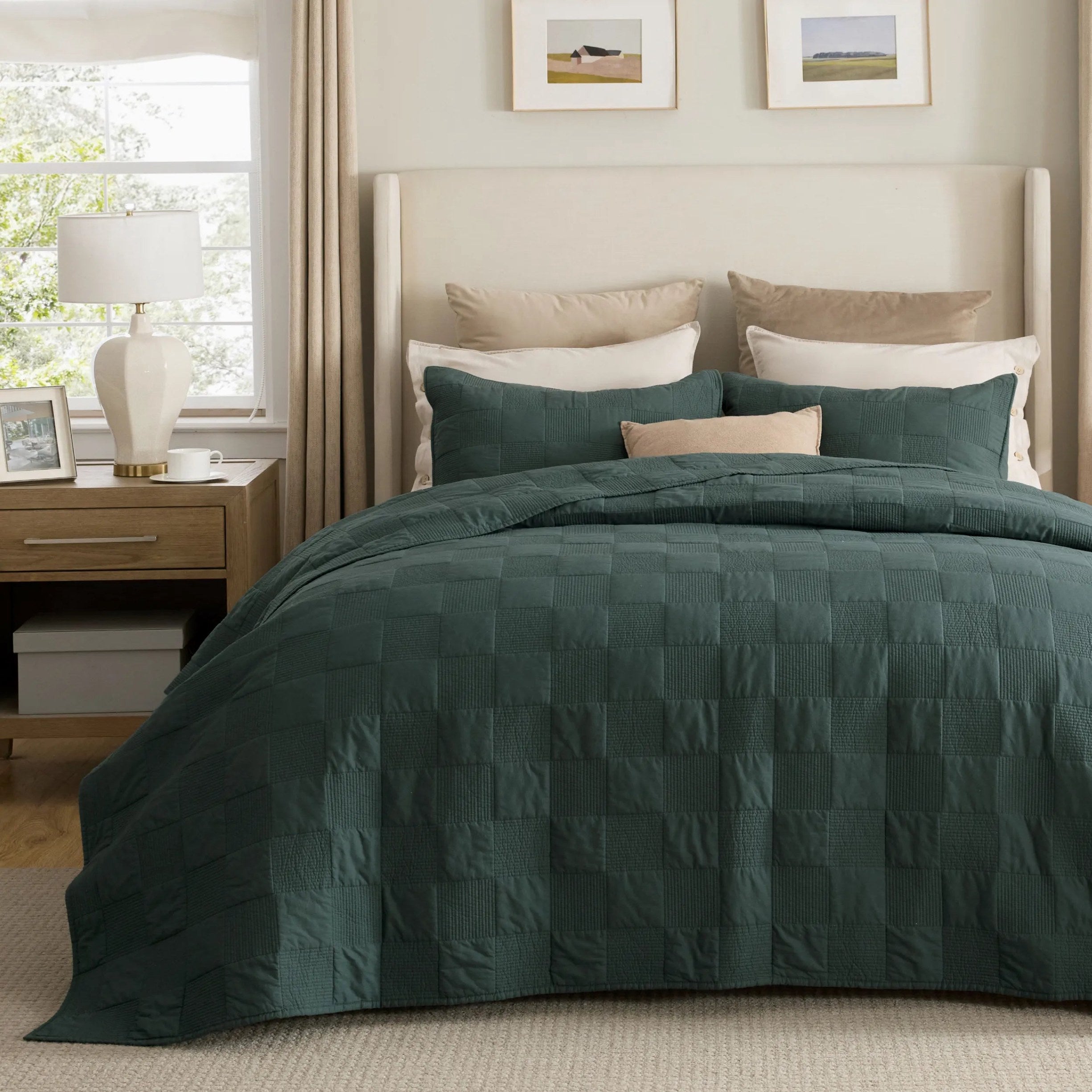 Cotton Checkered Quilt Set