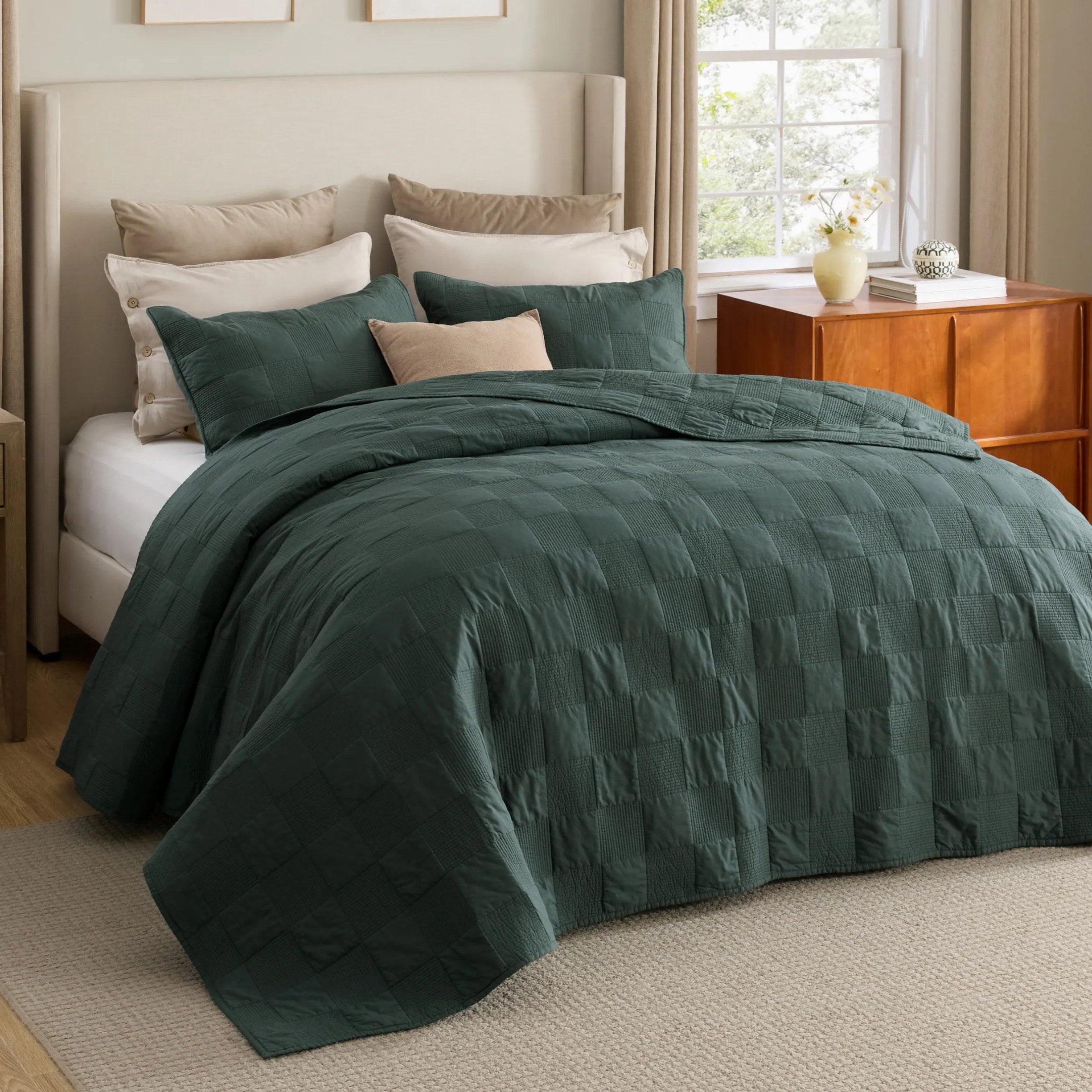 Cotton Checkered Quilt Set
