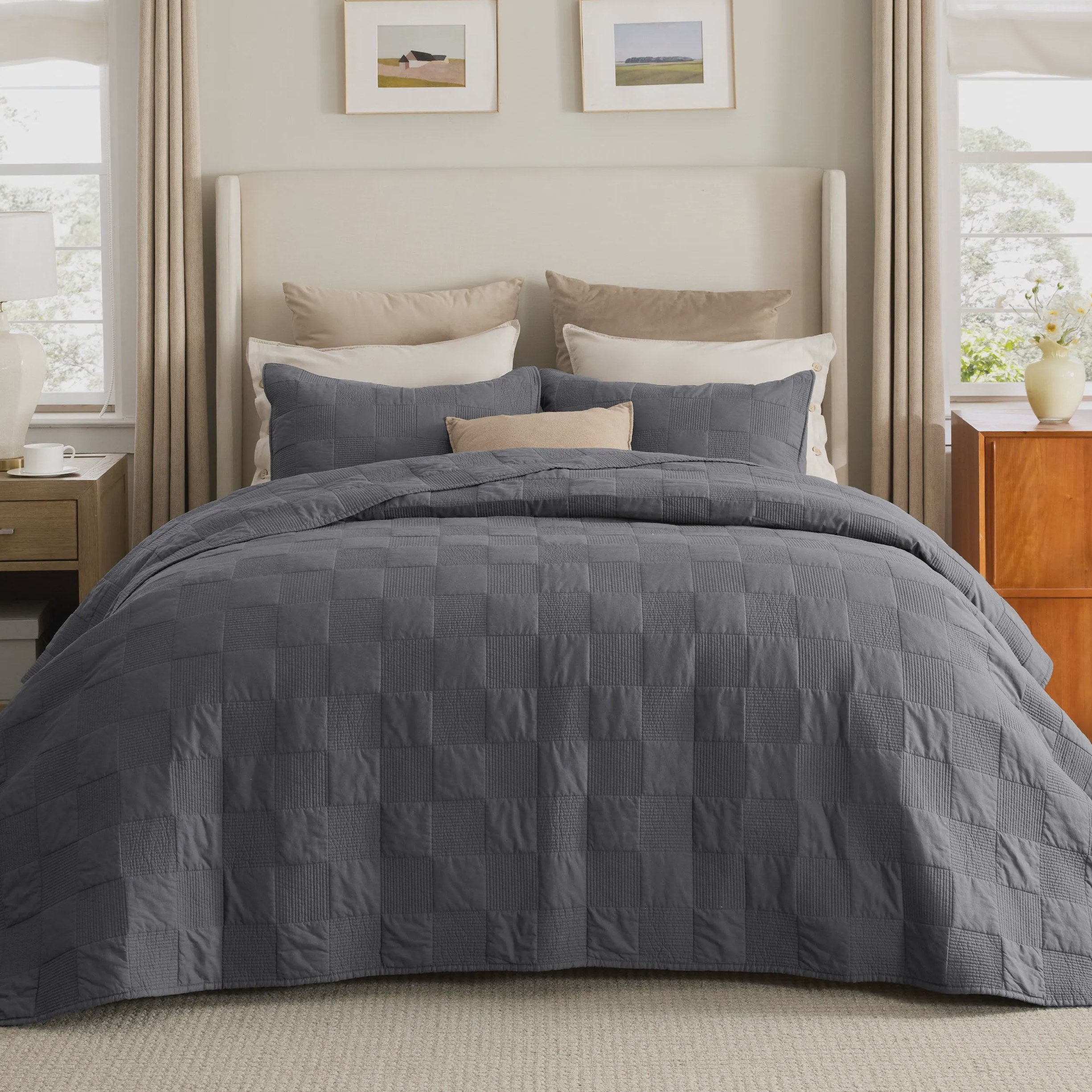 Cotton Checkered Quilt Set