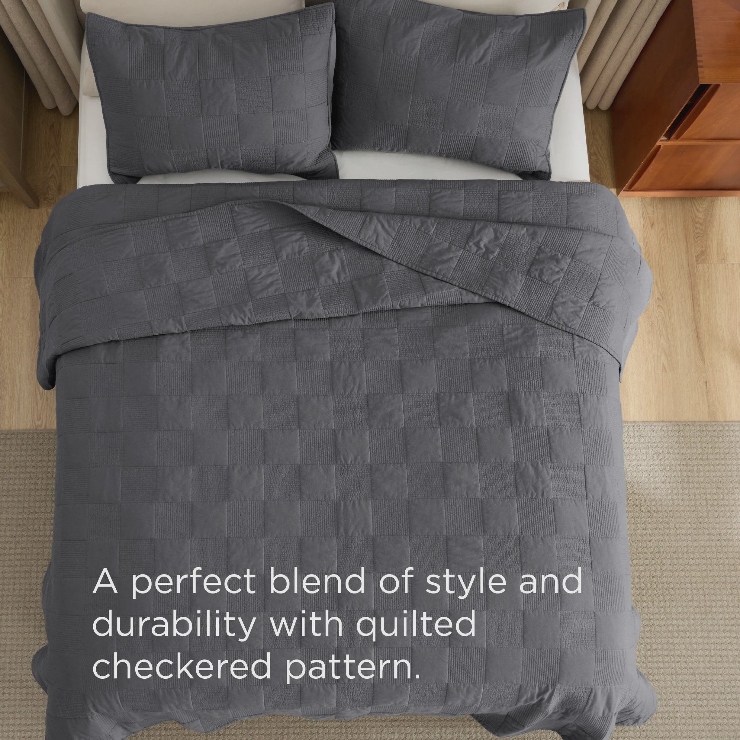 Cotton Checkered Quilt Set