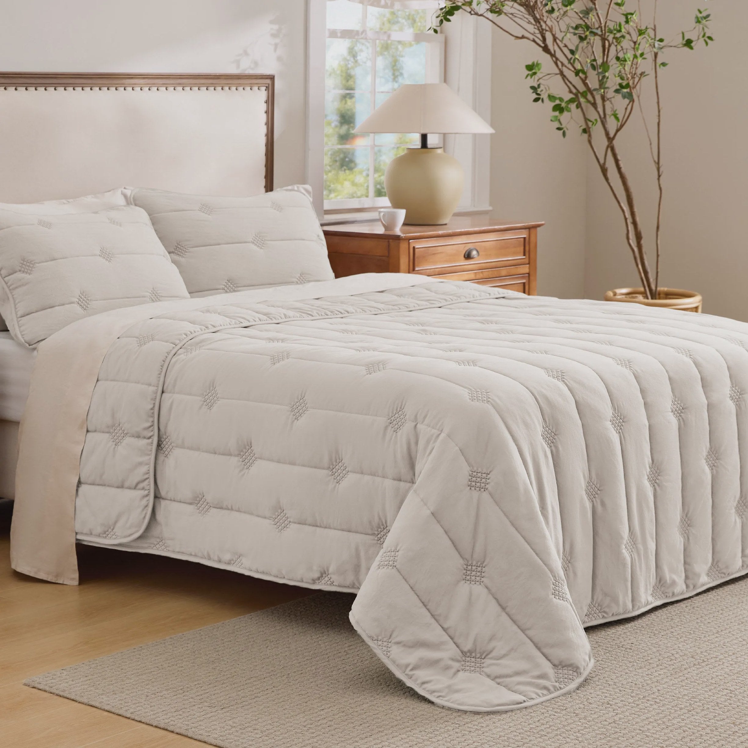 Prewashed Diamond Quilt Set