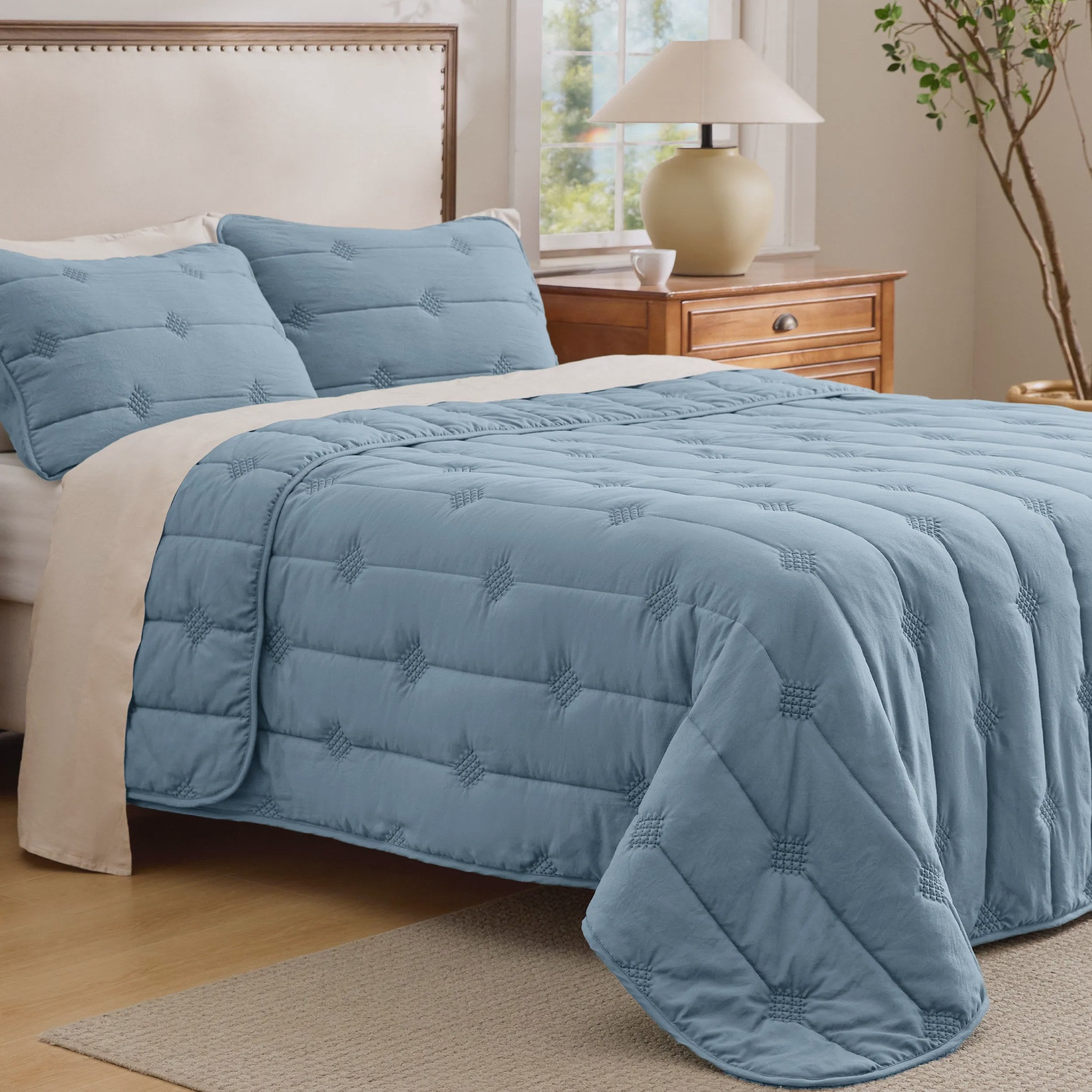 Prewashed Diamond Quilt Set