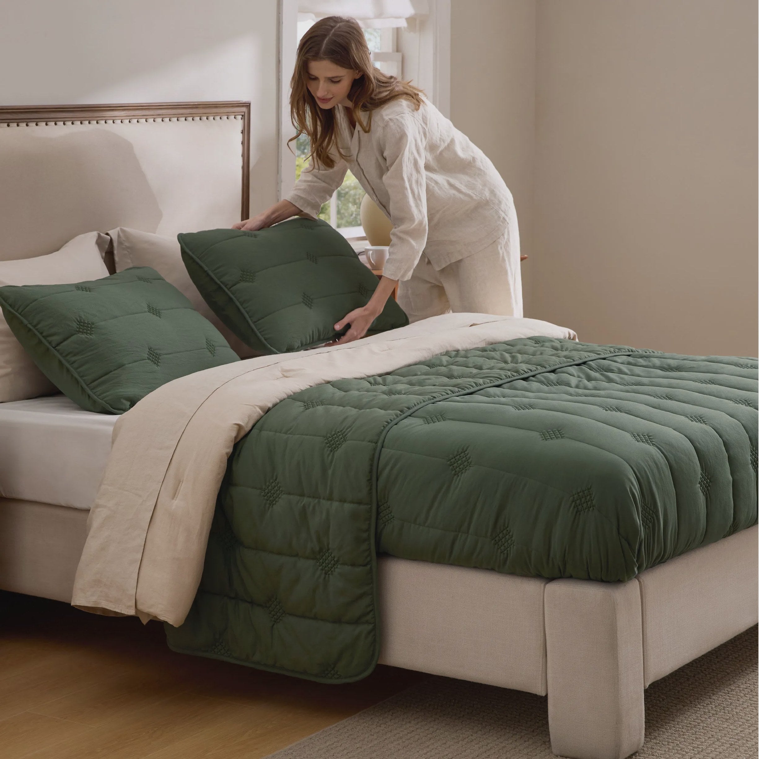 Prewashed Diamond Quilt Set