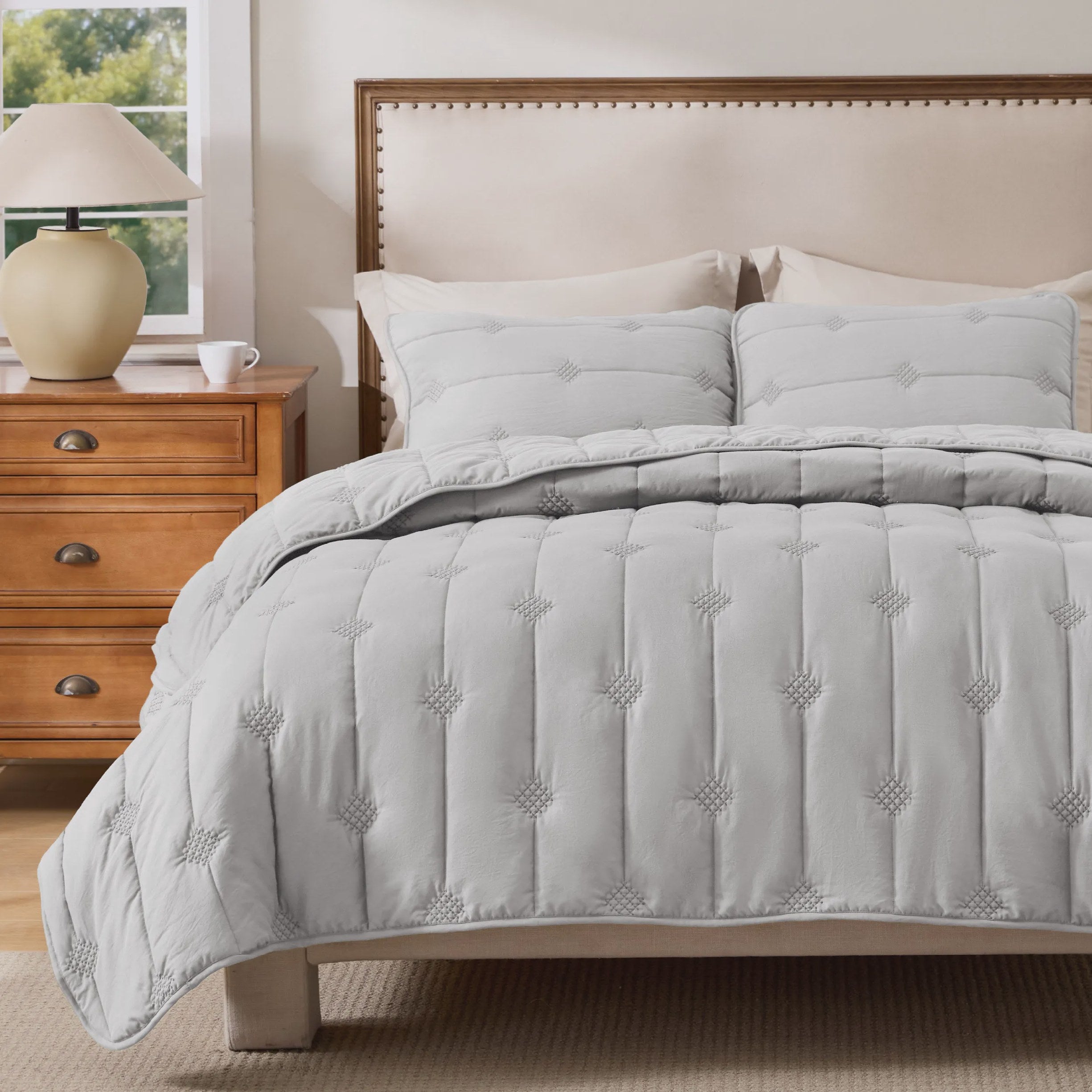 Prewashed Diamond Quilt Set