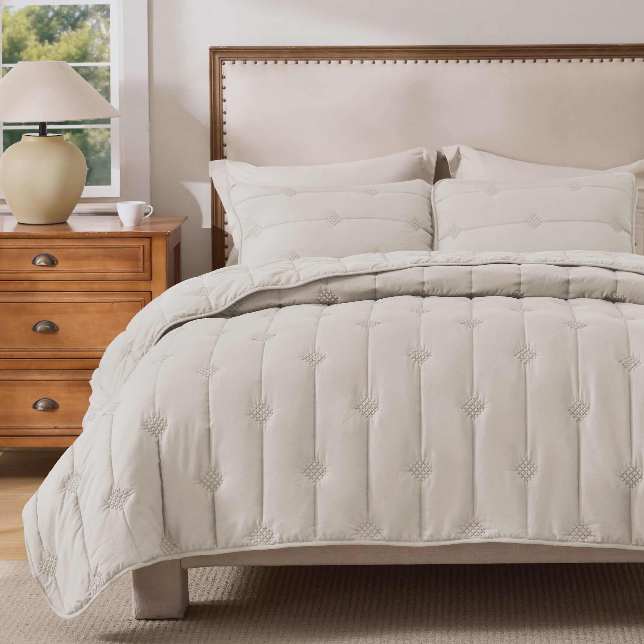 Prewashed Diamond Quilt Set