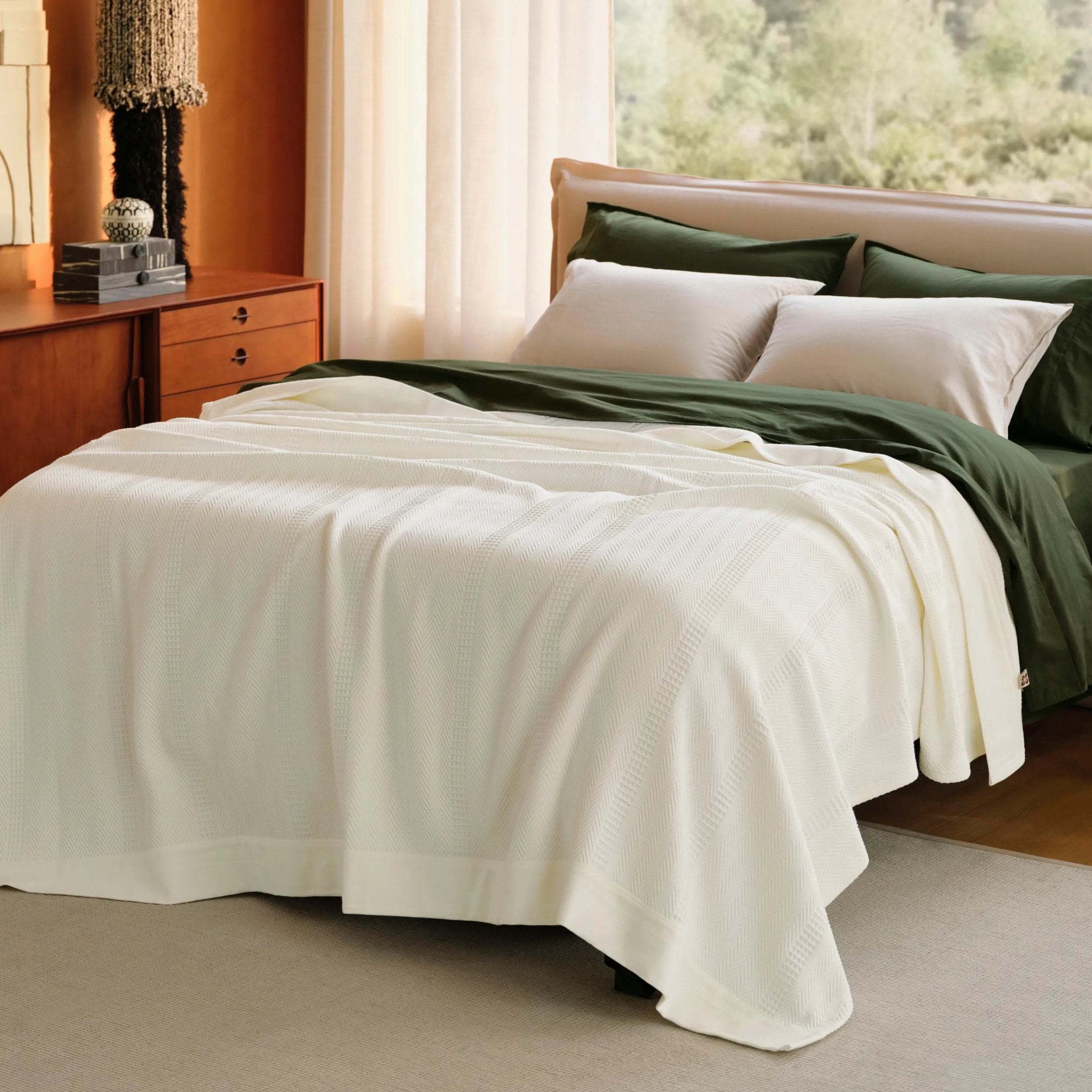 PureWoven™ Organic Cotton Waffle Herringbone Blanket