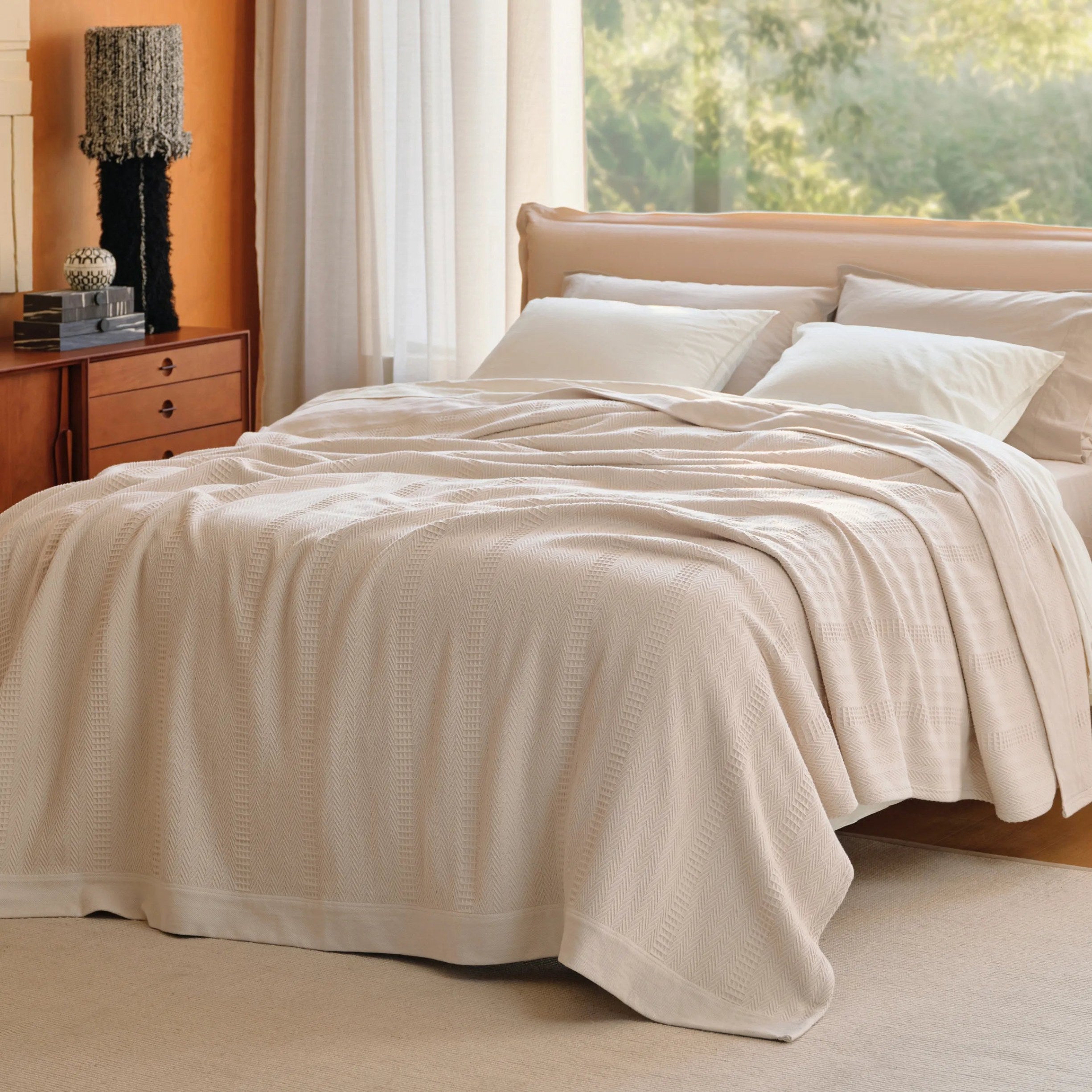 PureWoven™ Organic Cotton Waffle Herringbone Blanket