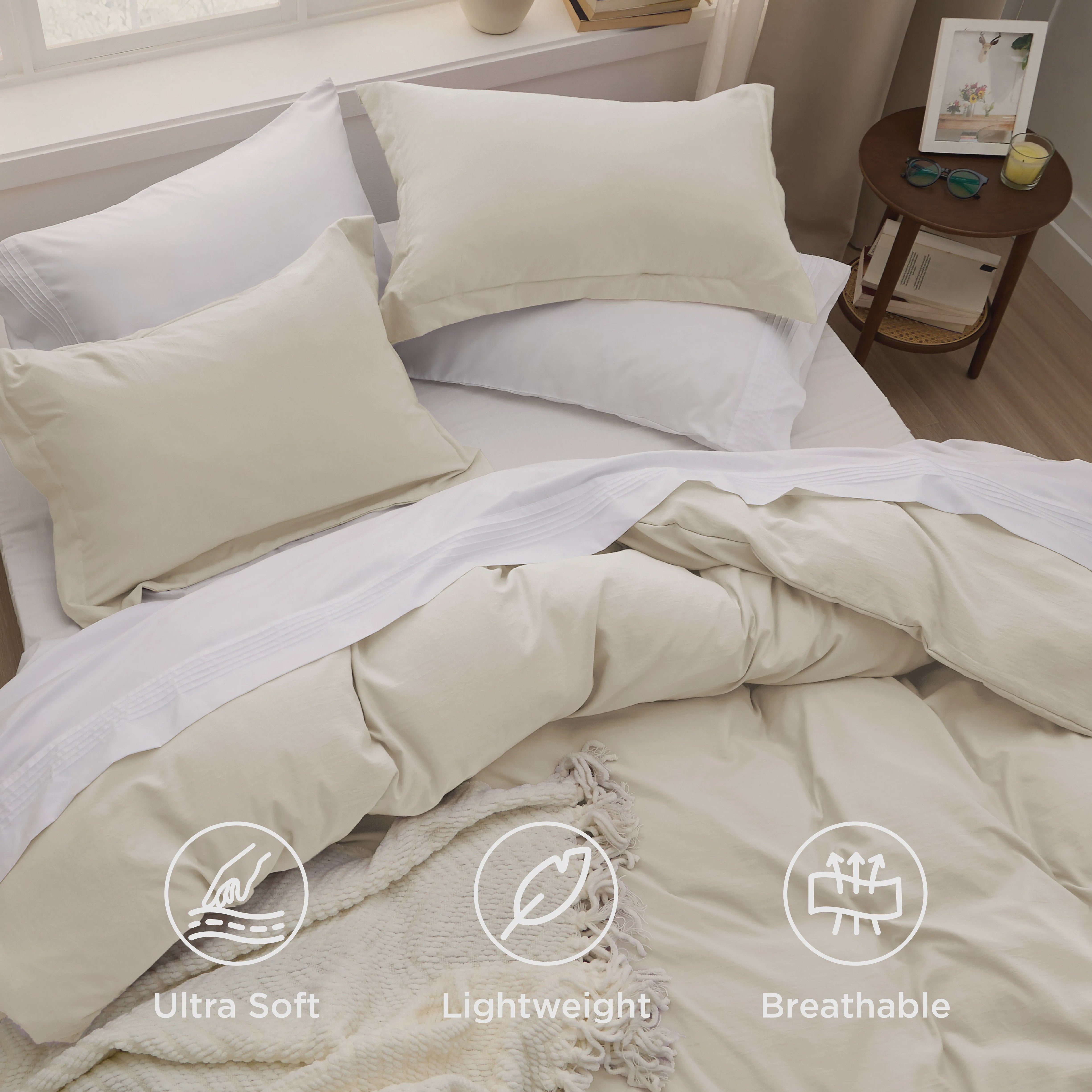 Prewashed Microfiber Duvet Cover with Cotton-Like Feel